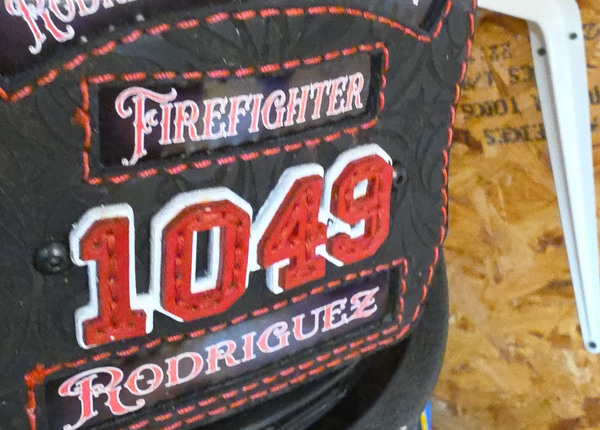 Personalized firefighter helmet front